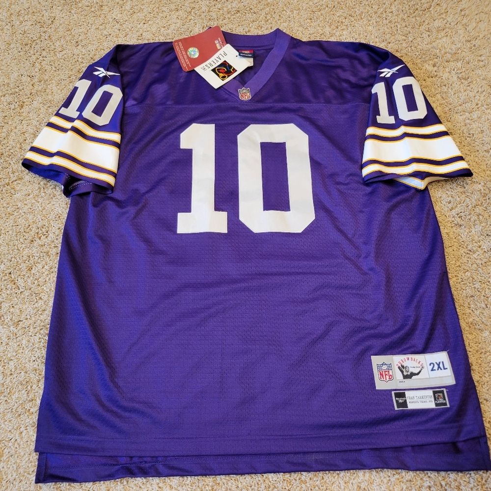 Vintage Fran Tarkenton Stitched Reebok Purple Throwback Jersey Nwts 2XL